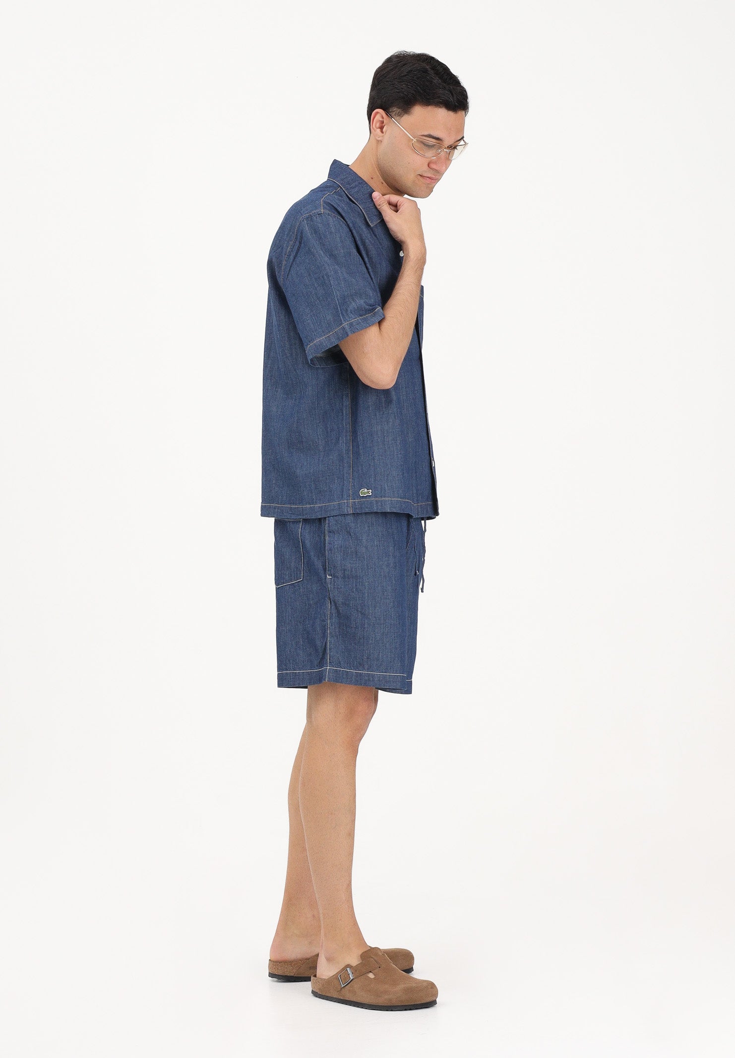 LACOSTE Camicia a manica corta in denim medio da uomo CH1869 MK9 LACOSTE 