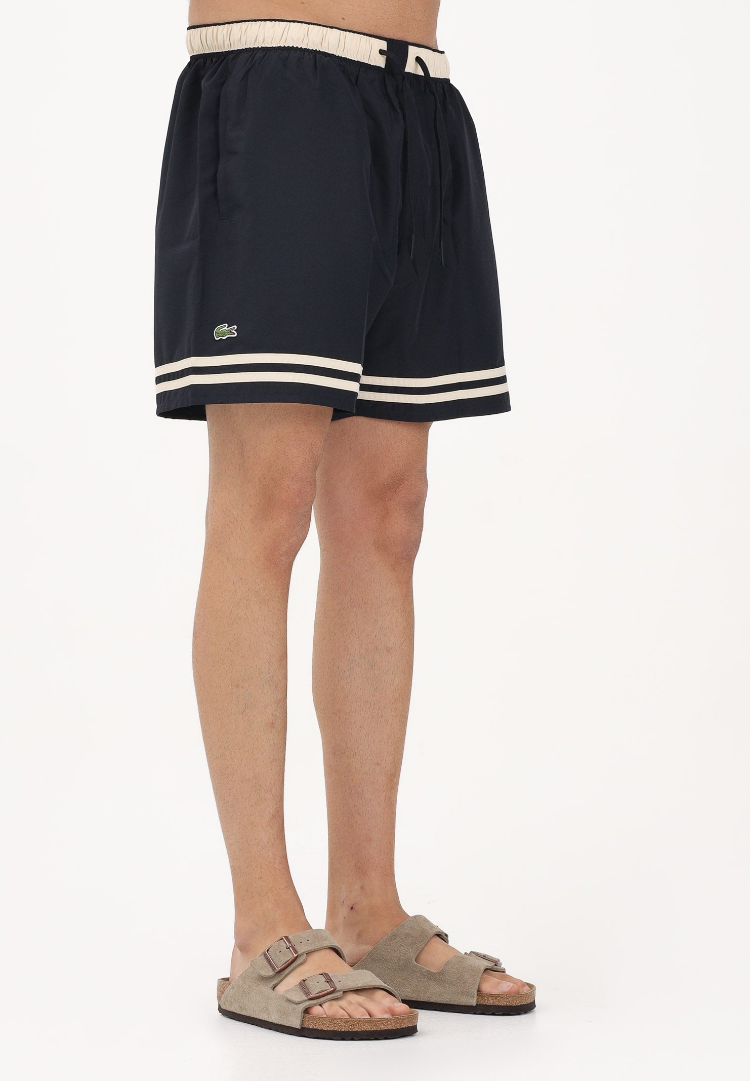 LACOSTE Shorts mare blu da uomo con righe a contrasto MH2760 4I2 LACOSTE 