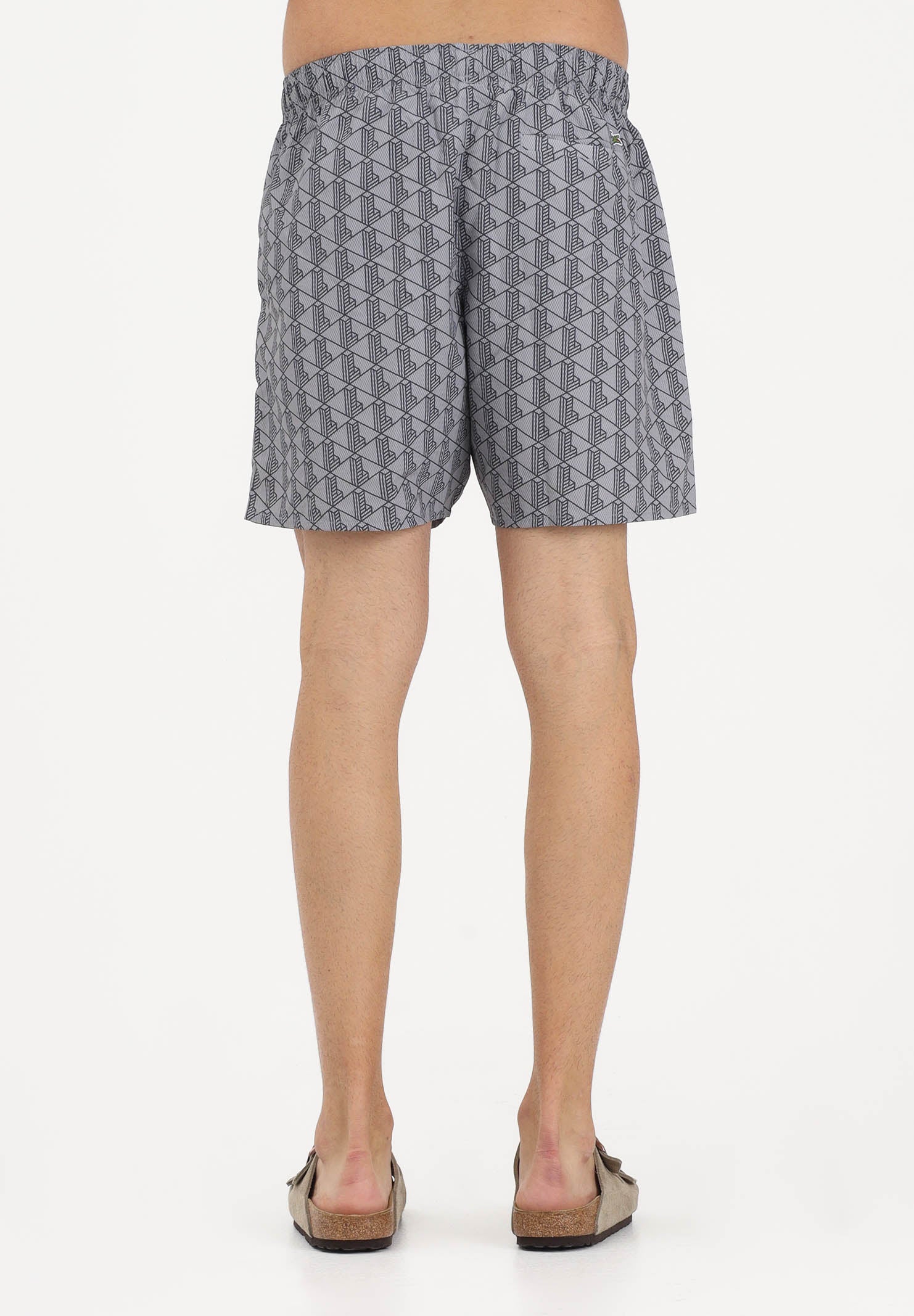 LACOSTE Shorts mare grigio da uomo con stampa monogramma MH9086 YIN LACOSTE 
