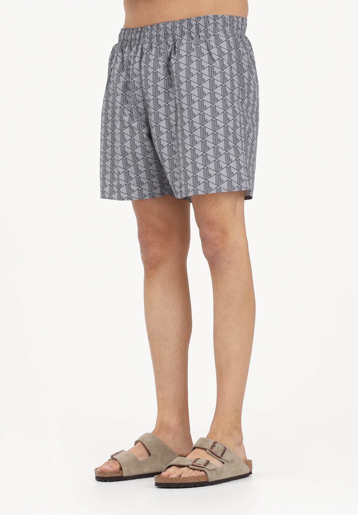 LACOSTE Shorts mare grigio da uomo con stampa monogramma MH9086 YIN LACOSTE 
