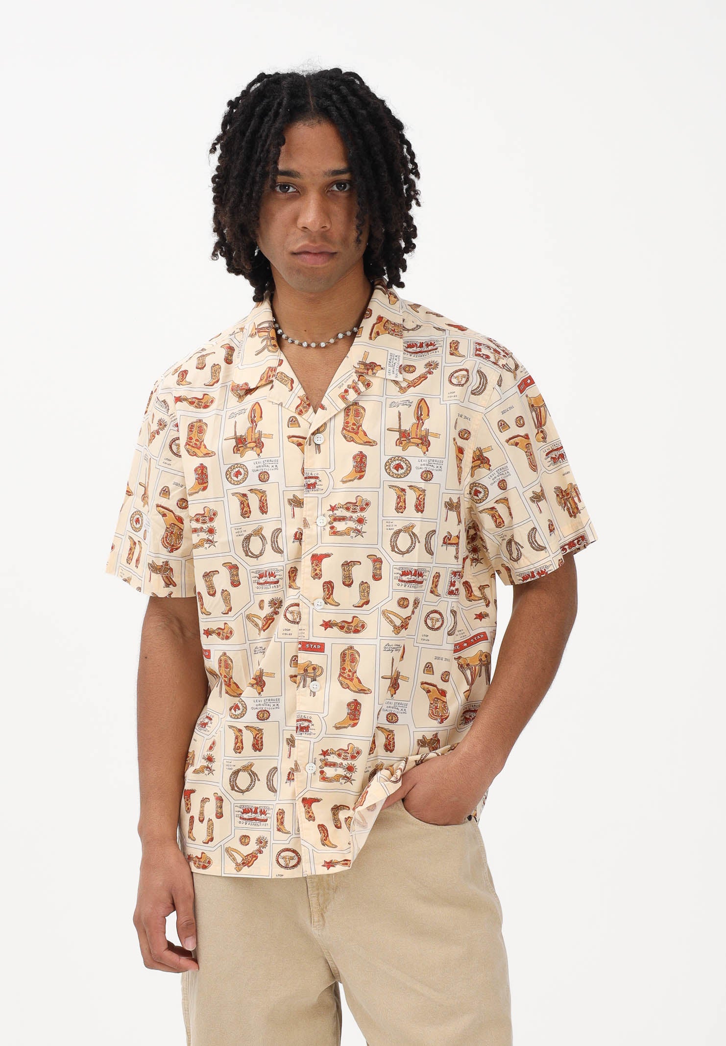 LEVI'S Camicia a manica corta Sunset Camp beige da uomo 005H5-0007 . LEVI'S® 