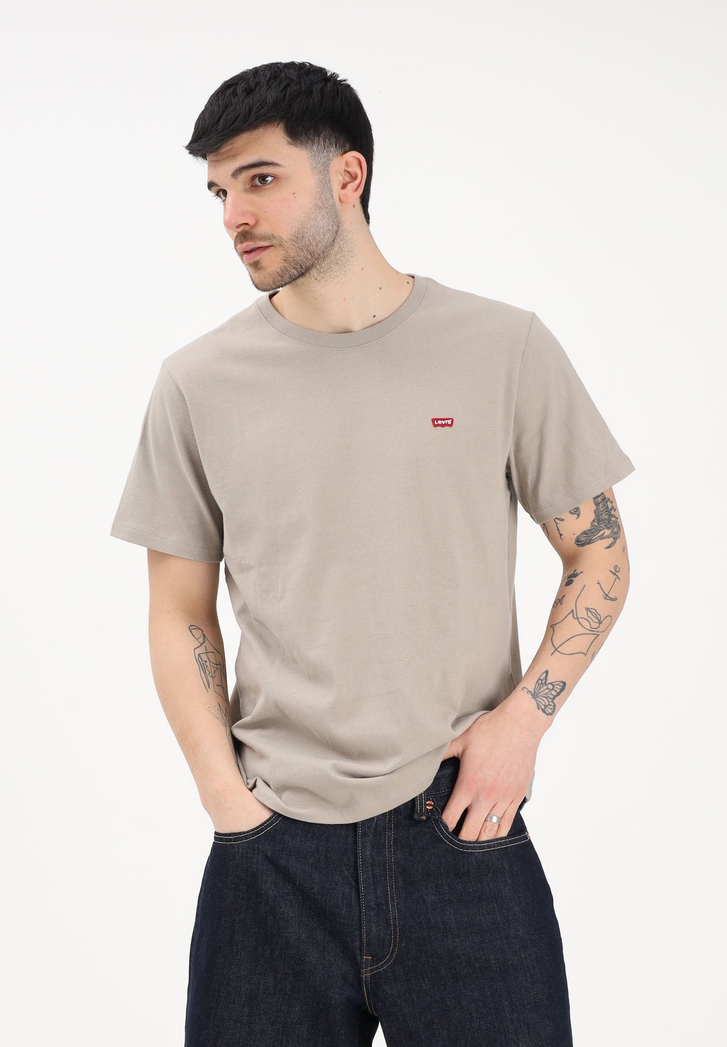 LEVI'S® T-shirt a manica corta Housemark beige da uomo 56605-0301 . LEVI'S® 