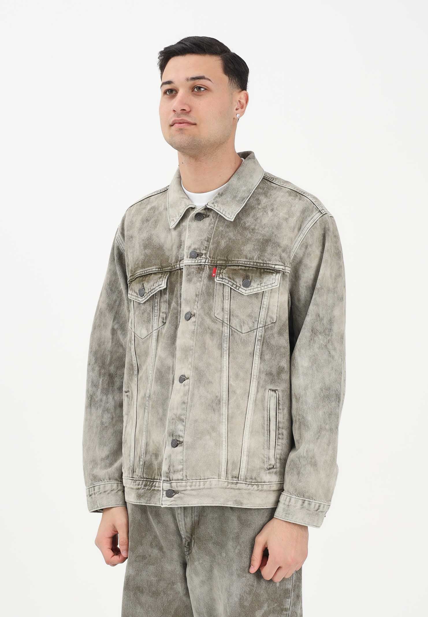 LEVI'S Giubbotto in denim verde mimetico da uomo con lavaggio effetto marmorizzato A5782-0084 . LEVI'S® 