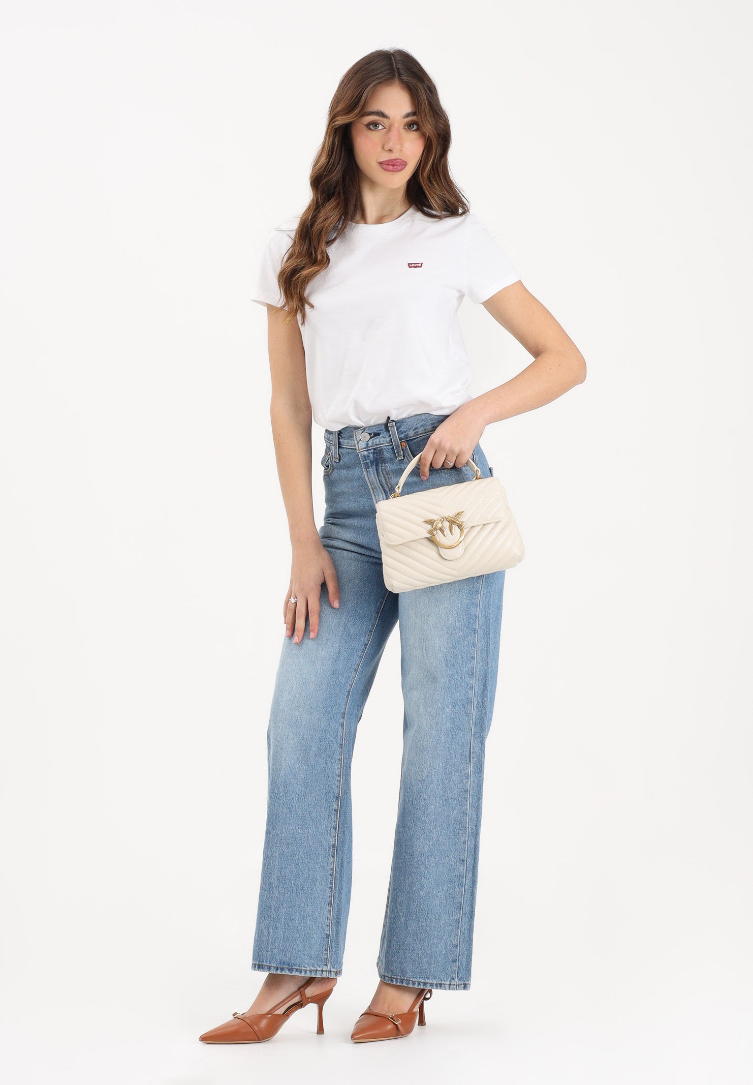 LEVI'S Jeans Ribcage a gamba ampia in denim chiaro da donna A6081-0020 . LEVI'S® 