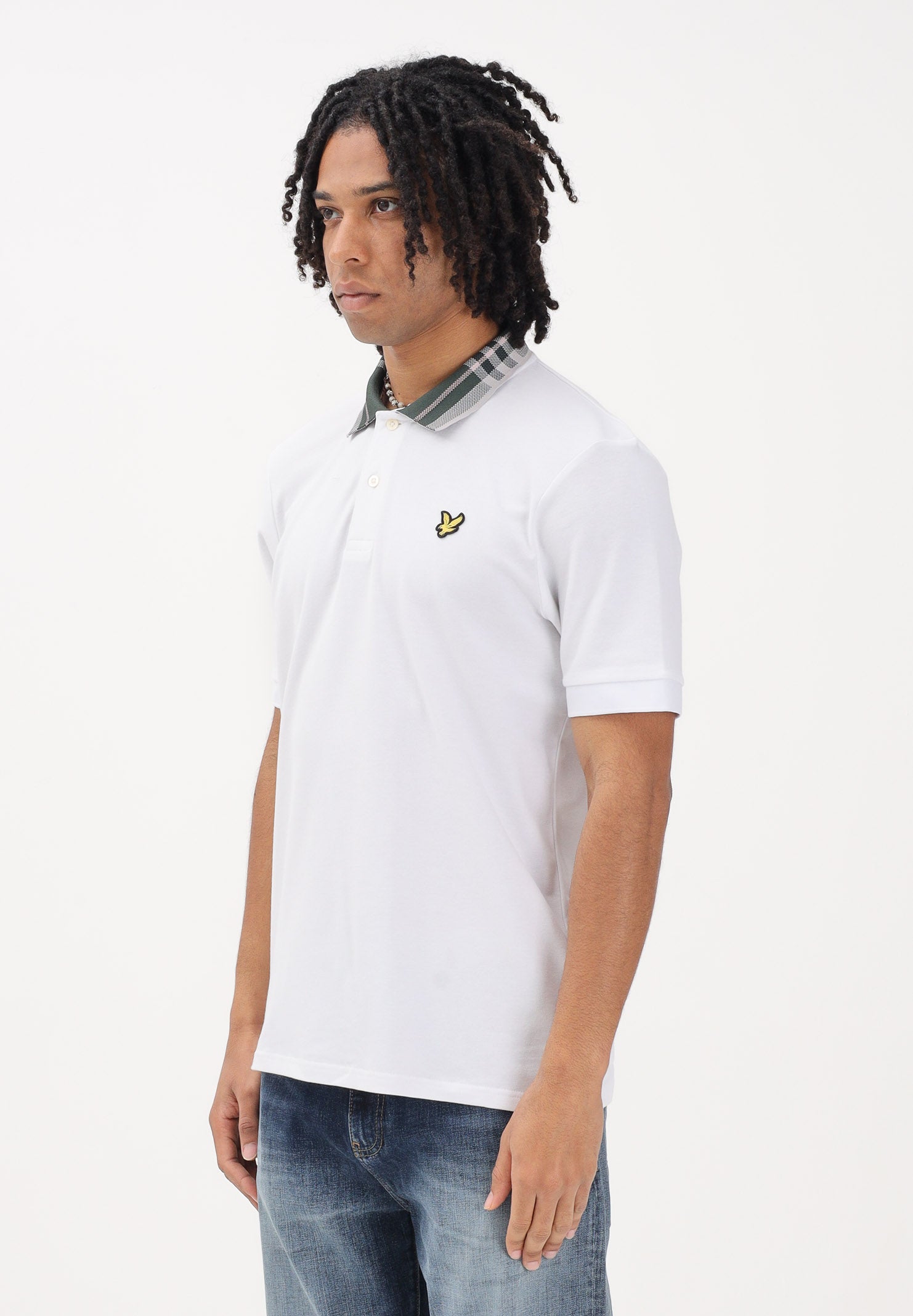 LYLE & SCOTT Polo a manica corta bianca da uomo con colletto con motivo check SP2403V 626 LYLE & SCOTT 