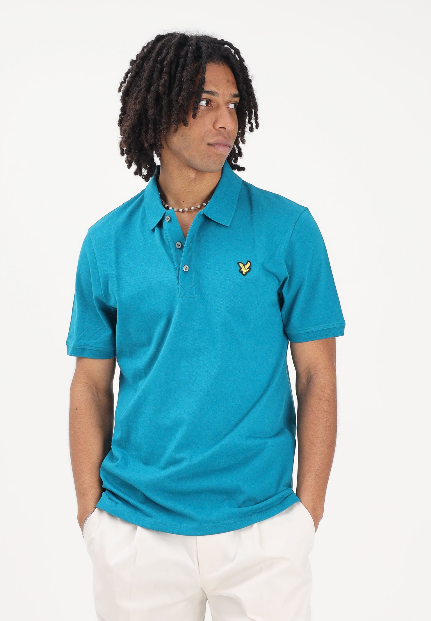 LYLE & SCOTT Polo a manica corta turchese da uomo SP400VOGT Y134 LYLE & SCOTT 