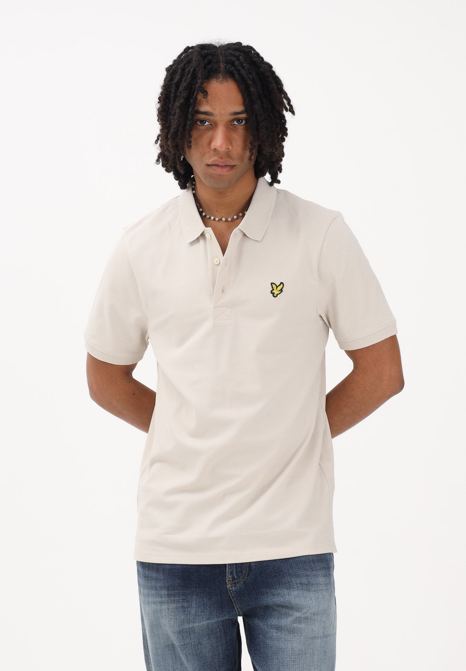 LYLE & SCOTT Polo a manica corta beige da uomo con patch logo golden eagle SP400VOG W870 LYLE & SCOTT 