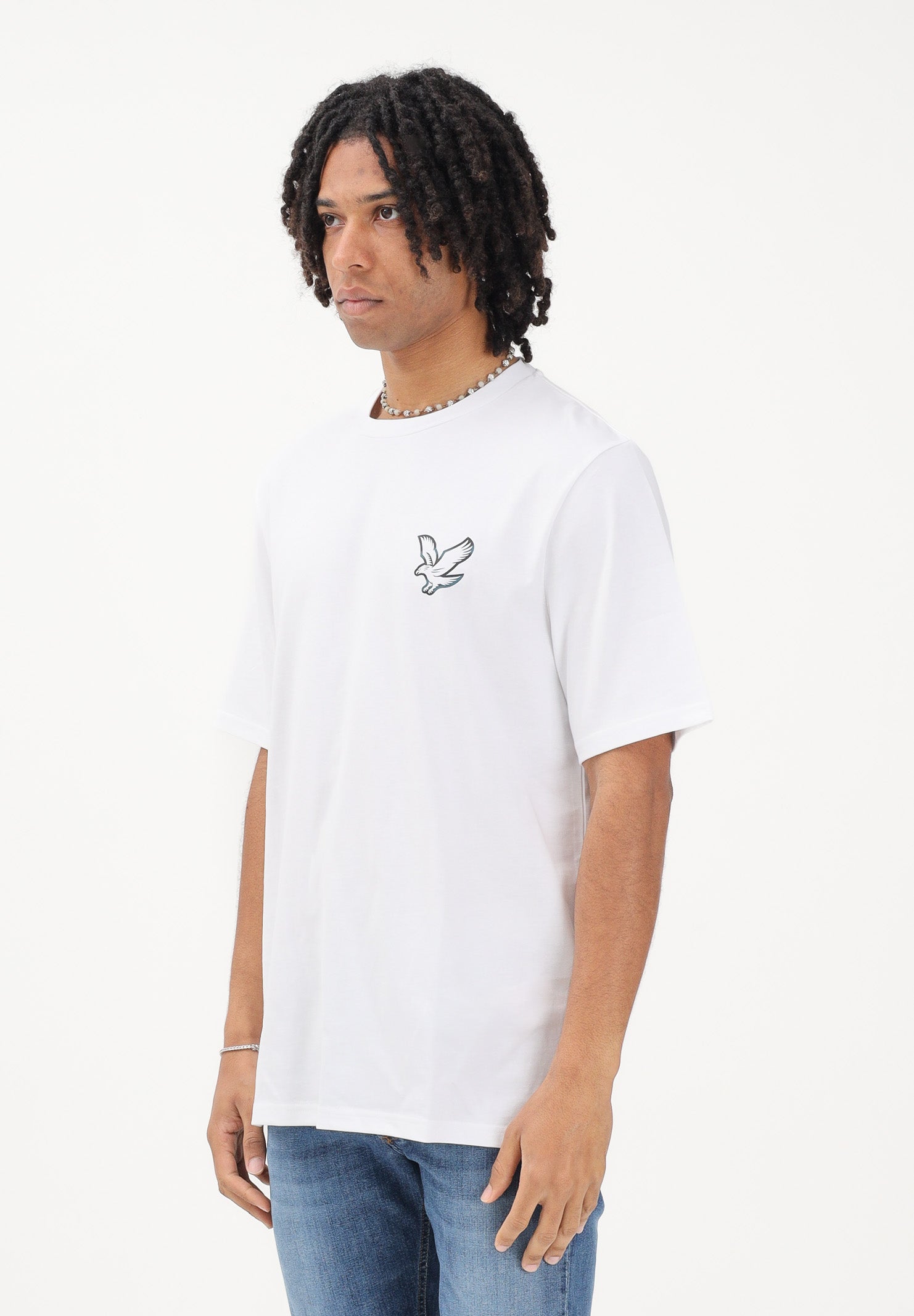 LYLE & SCOTT T-shirt a manica corta bianca da uomo con stampa sul retro TS2424V Y197 LYLE & SCOTT 