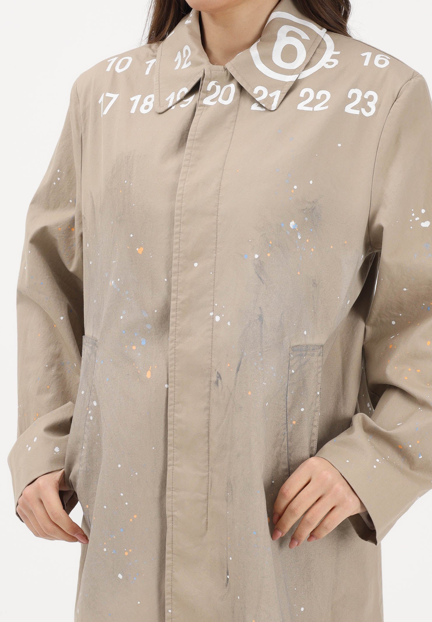MAISON MARGIELA Trench beige per donna, ragazzi e bambini con logo stampato M60928MM07B M6709 MAISON MARGIELA 