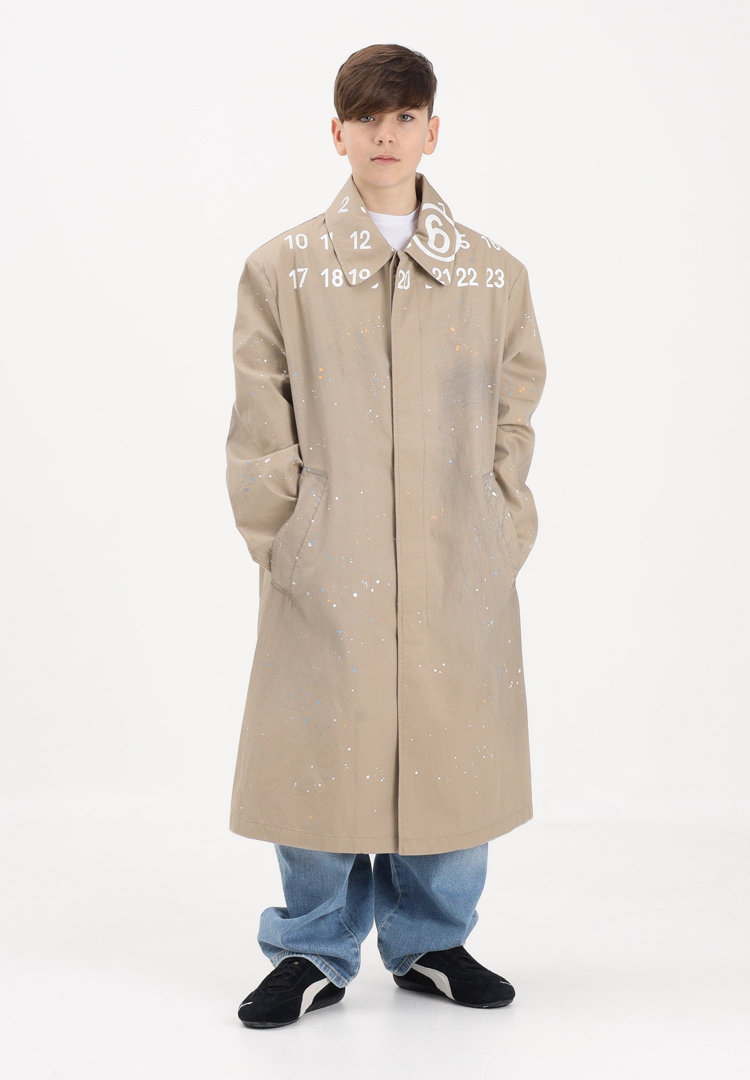 MAISON MARGIELA Trench beige per donna, ragazzi e bambini con logo stampato M60928MM07B M6709 MAISON MARGIELA 