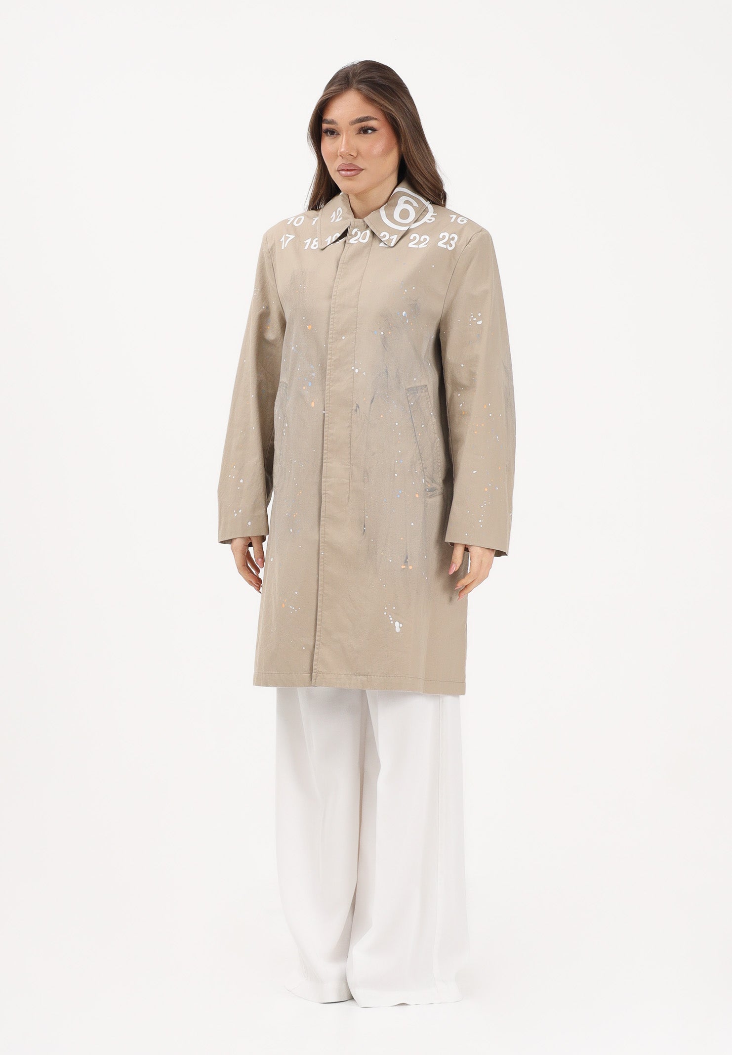 MAISON MARGIELA Trench beige per donna, ragazzi e bambini con logo stampato M60928MM07B M6709 MAISON MARGIELA 