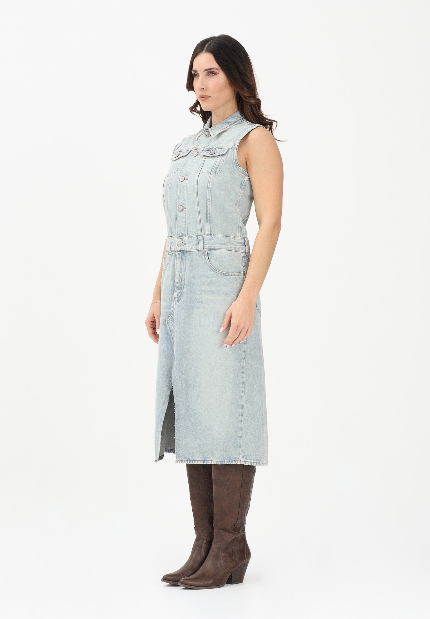 MAISON MARGIELA Abito midi in denim chiaro per donna, ragazze e bambine M60940MM06Y M601 MAISON MARGIELA 