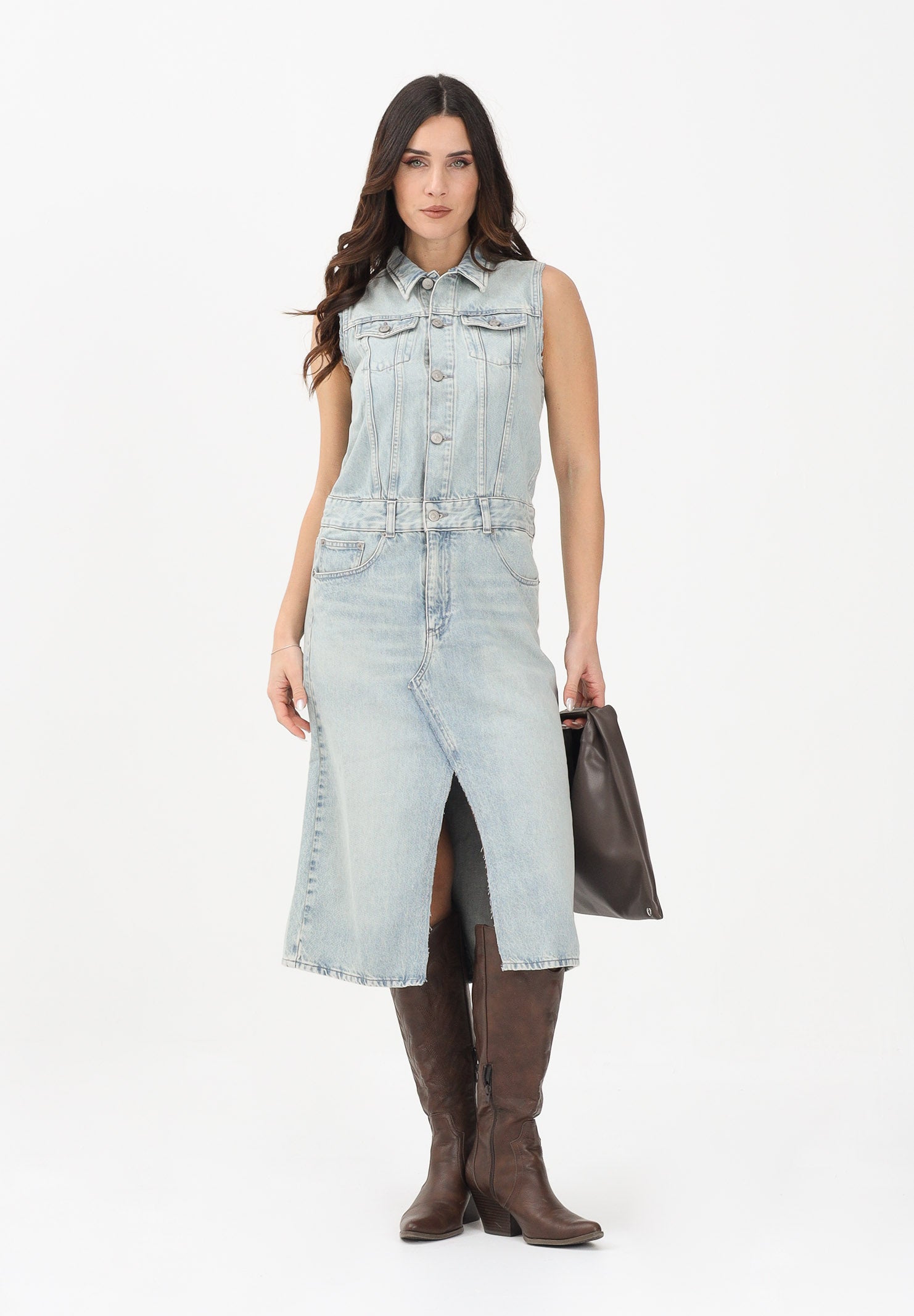 MAISON MARGIELA Abito midi in denim chiaro per donna, ragazze e bambine M60940MM06Y M601 MAISON MARGIELA 