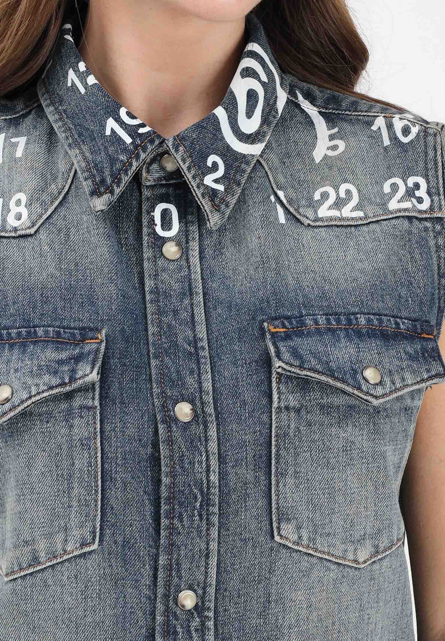 MAISON MARGIELA Abito in denim blu per donna, ragazze e bambine con stampa logo M60945MM06X M601 MAISON MARGIELA 