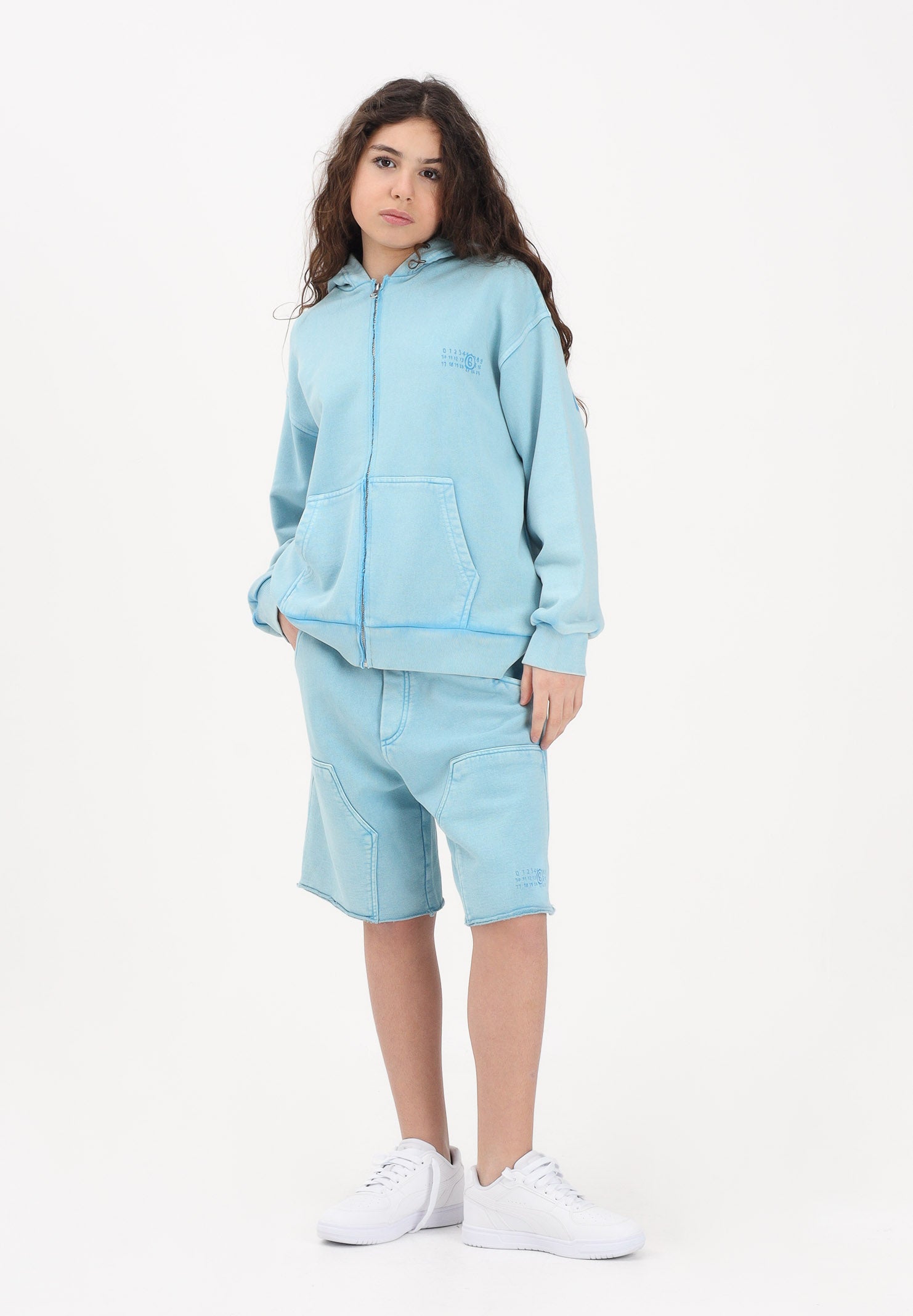 MAISON MARGIELA Shorts sportivo azzurro per donna, ragazzi e bambini con logo M60967MM07L M6809 MAISON MARGIELA 