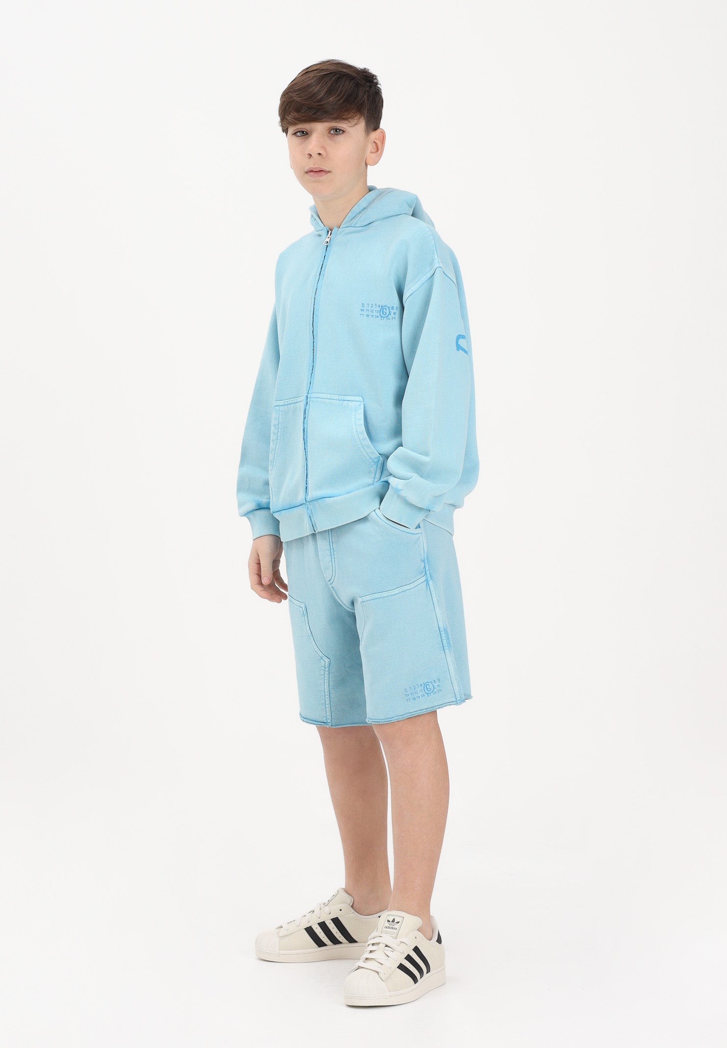 MAISON MARGIELA Shorts sportivo azzurro per donna, ragazzi e bambini con logo M60967MM07L M6809 MAISON MARGIELA 