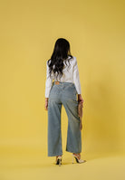 MAISON MARGIELA Jeans in denim chiaro per donna, ragazzi e bambini con chiusura laterale M60969MM06V M601 MAISON MARGIELA 