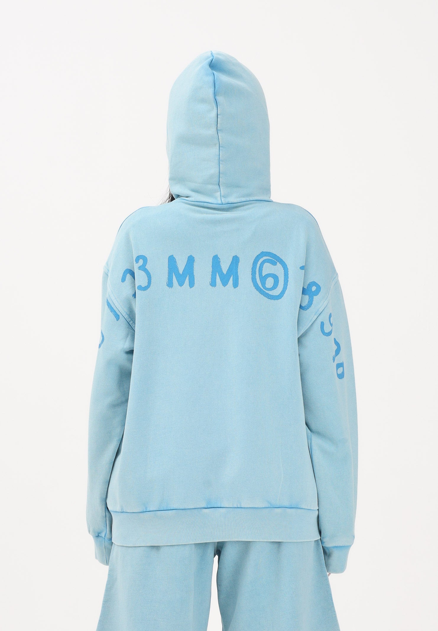 MAISON MARGIELA Felpa con zip azzurra per donna, ragazzi e bambini rifinita da logo M60978MM07L M6809 MAISON MARGIELA 