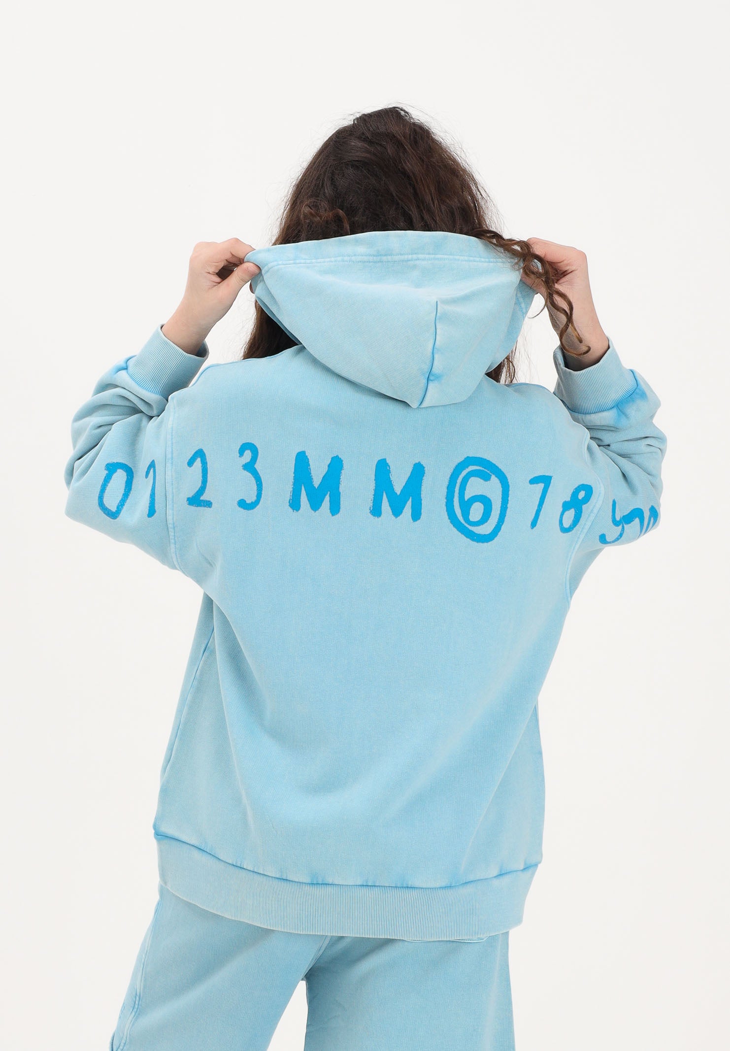 MAISON MARGIELA Felpa con zip azzurra per donna, ragazzi e bambini rifinita da logo M60978MM07L M6809 MAISON MARGIELA 