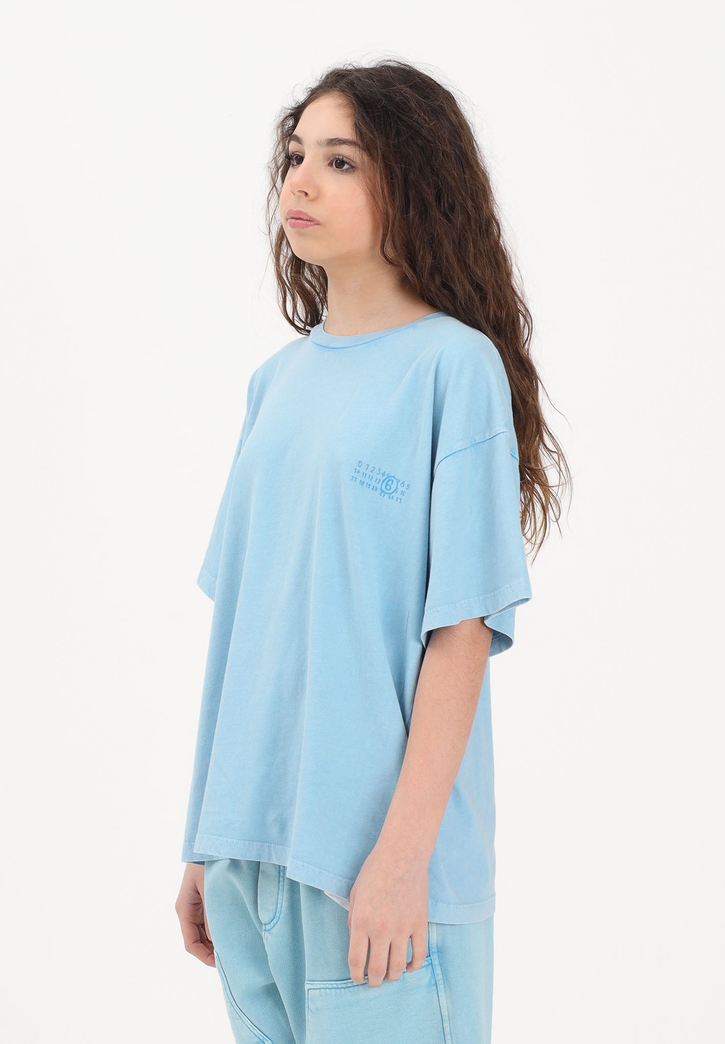MAISON MARGIELA T-shirt a manica corta azzurra per donna, ragazzi e bambini con stampa M60985MM07Q M6809 MAISON MARGIELA 
