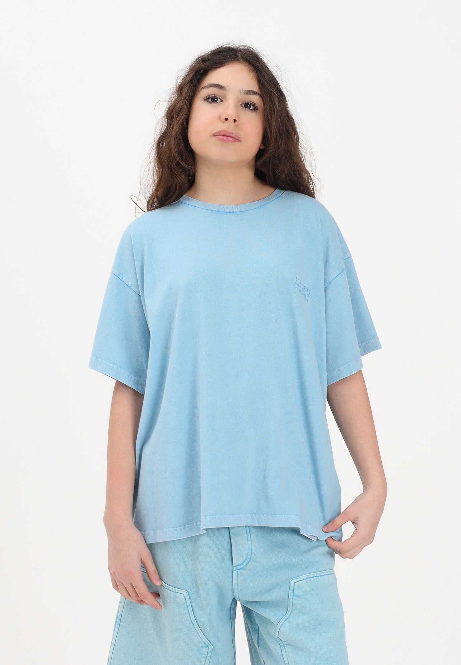 MAISON MARGIELA T-shirt a manica corta azzurra per donna, ragazzi e bambini con stampa M60985MM07Q M6809 MAISON MARGIELA 
