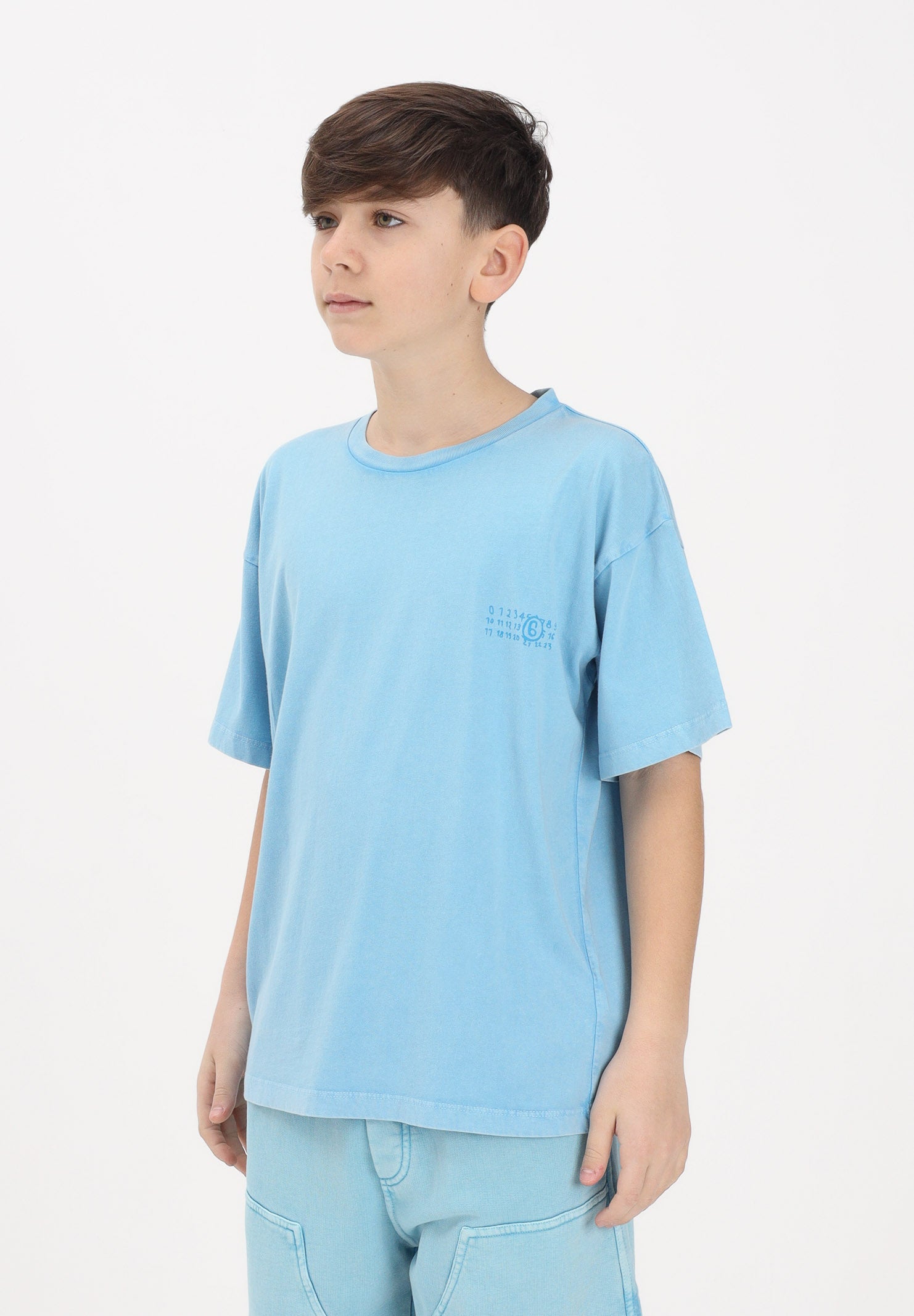 MAISON MARGIELA T-shirt a manica corta azzurra per donna, ragazzi e bambini con stampa M60985MM07Q M6809 MAISON MARGIELA 