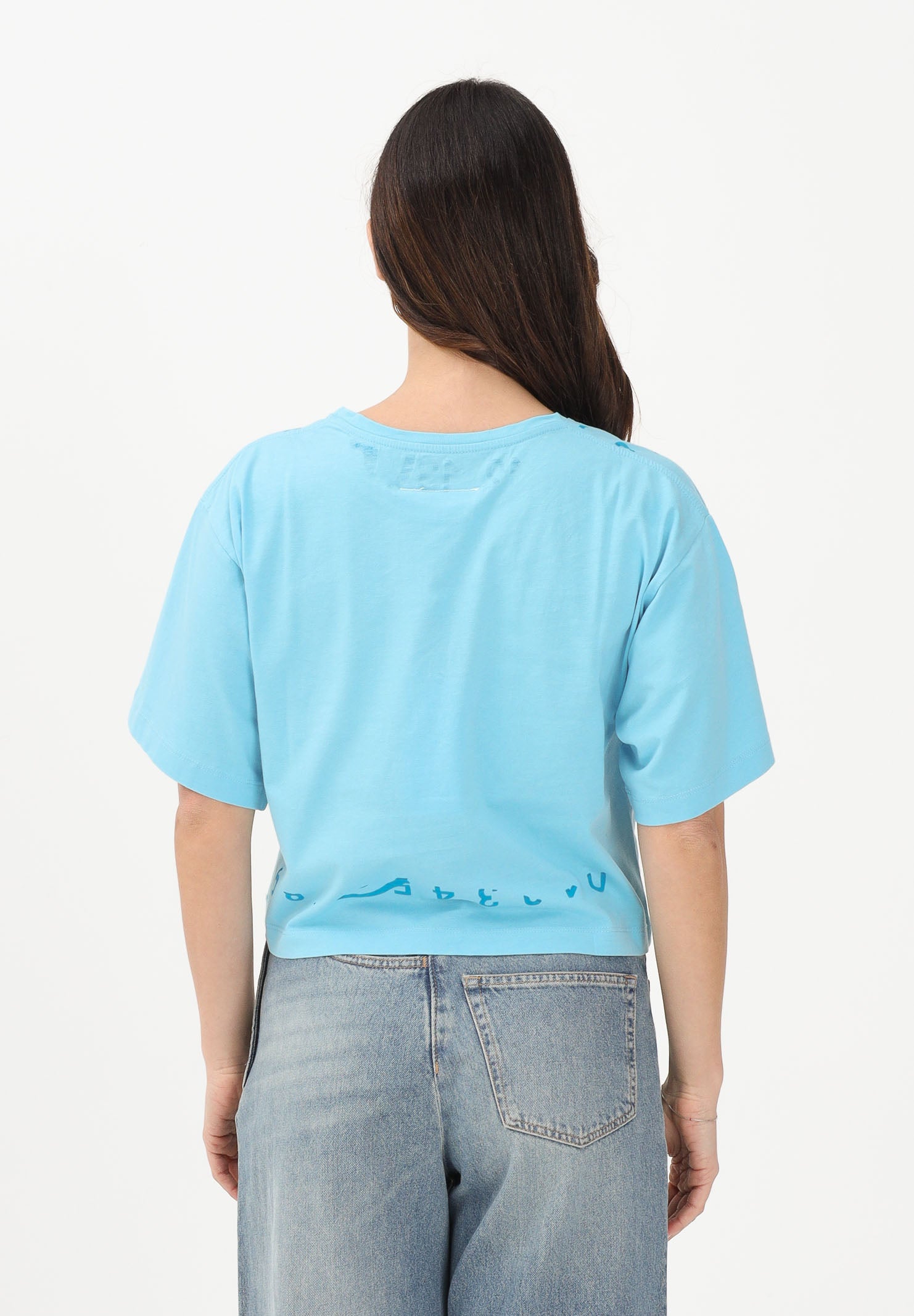 MAISON MARGIELA T-shirt a manica corta azzurra per donna, ragazze e bambine con stampa M61017MM02Y M6809 MAISON MARGIELA 
