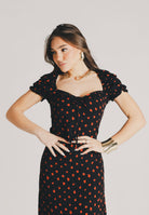 MAR DE MARGARITAS Top Letizia nero da donna con micro stampa floreale MMABW01554 NE134 Mar de margaritas 