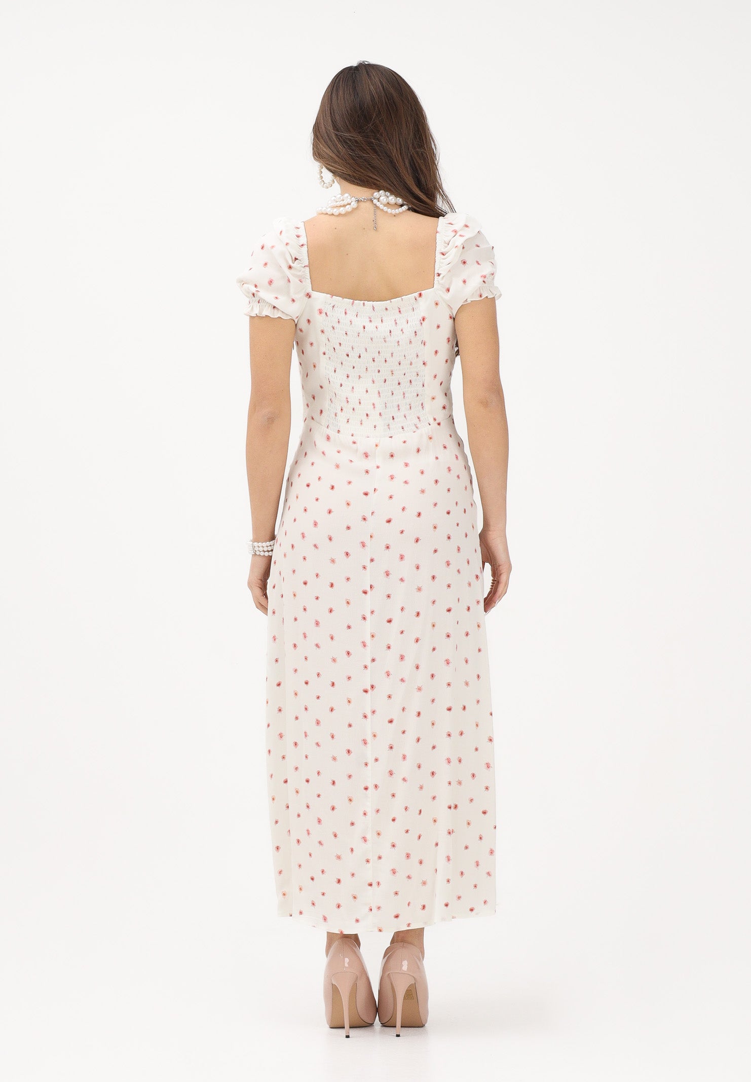 MAR DE MARGARITAS Abito midi Nikita bianco da donna con stampa floreale MMABW01534 BI117 Mar de margaritas 