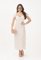 MAR DE MARGARITAS Abito midi Nikita bianco da donna con stampa floreale MMABW01534 BI117 Mar de margaritas 