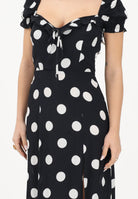 MAR DE MARGARITAS Abito midi Nikita nero da donna con stampa a pois MMABW01534 NE140 Mar de margaritas 