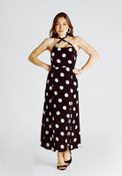 MAR DE MARGARITAS Abito midi Paula nero da donna con maxi pois MMABW01536 NE140 Mar de margaritas 