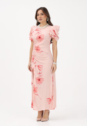 MAR DE MARGARITAS Abito midi Kristel nude da donna con stampa floreale MMABW01537 AR14 Mar de margaritas 