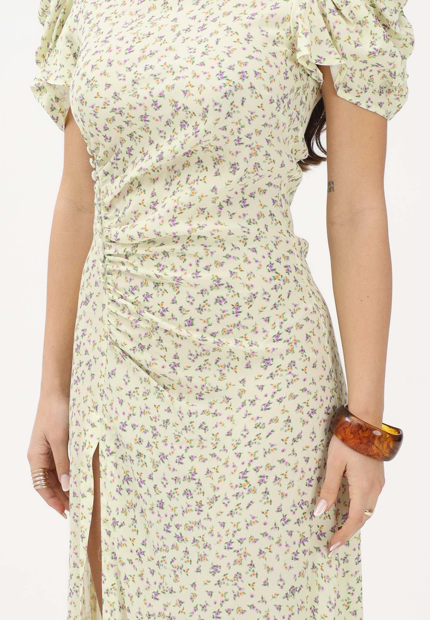 MAR DE MARGARITAS Abito midi Kristel giallo da donna con micro stampa floreale MMABW01537 GI34 Mar de margaritas 