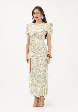 MAR DE MARGARITAS Abito midi Kristel giallo da donna con micro stampa floreale MMABW01537 GI34 Mar de margaritas 