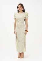 MAR DE MARGARITAS Abito midi Kristel giallo da donna con micro stampa floreale MMABW01537 GI34 Mar de margaritas 