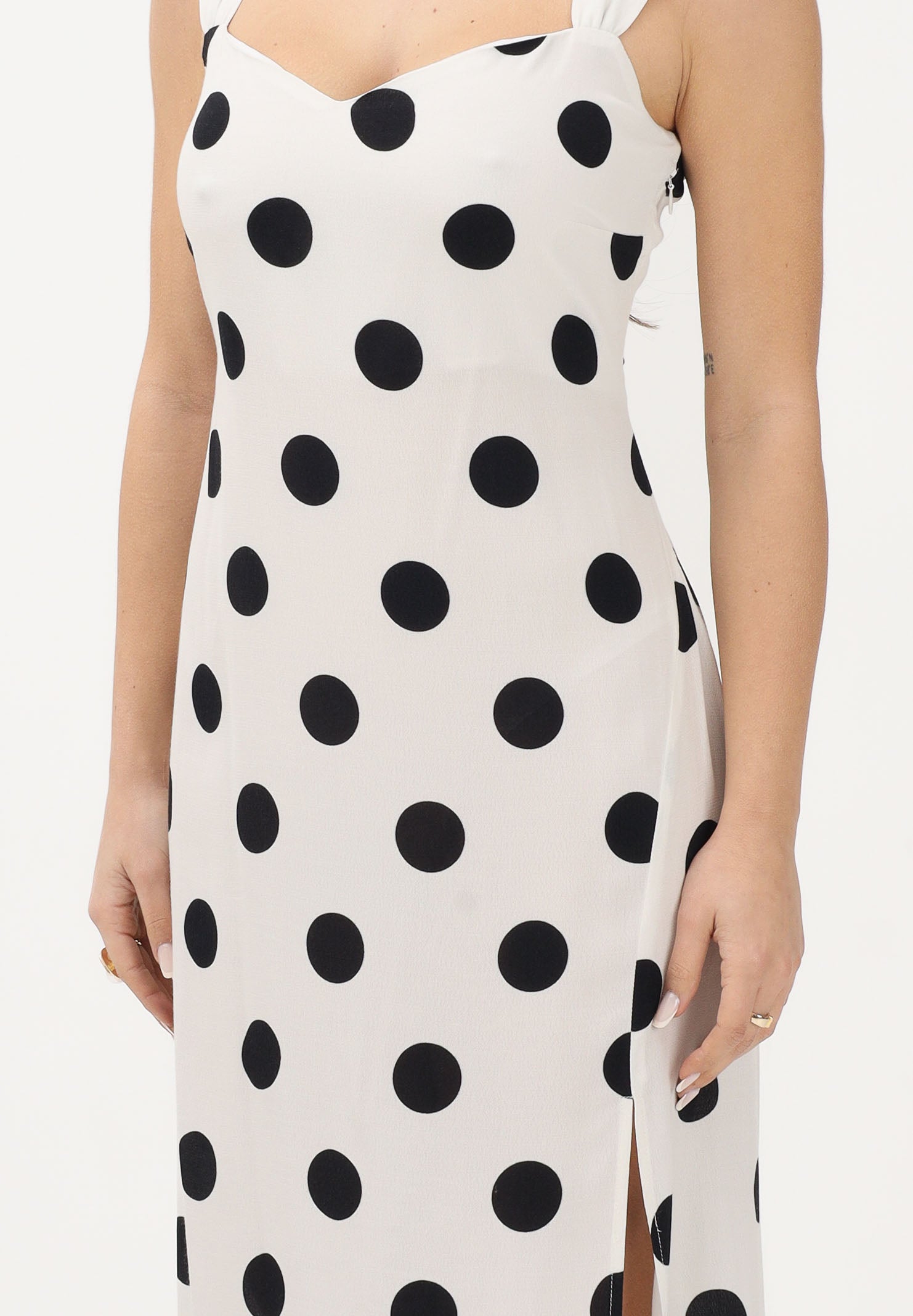 MAR DE MARGARITAS Abito lungo bianco da donna con maxi pois MMABW01540 BI121 Mar de margaritas 