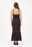 MAR DE MARGARITAS Abito midi Denise nero da donna con micro stampa floreale rossa MMABW01564 NE134 Mar de margaritas 