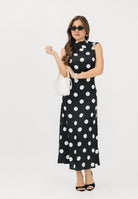 MAR DE MARGARITAS Abito midi Vera nero da donna caratterizzato da una stampa a pois MMABW01582 NE140 Mar de margaritas 