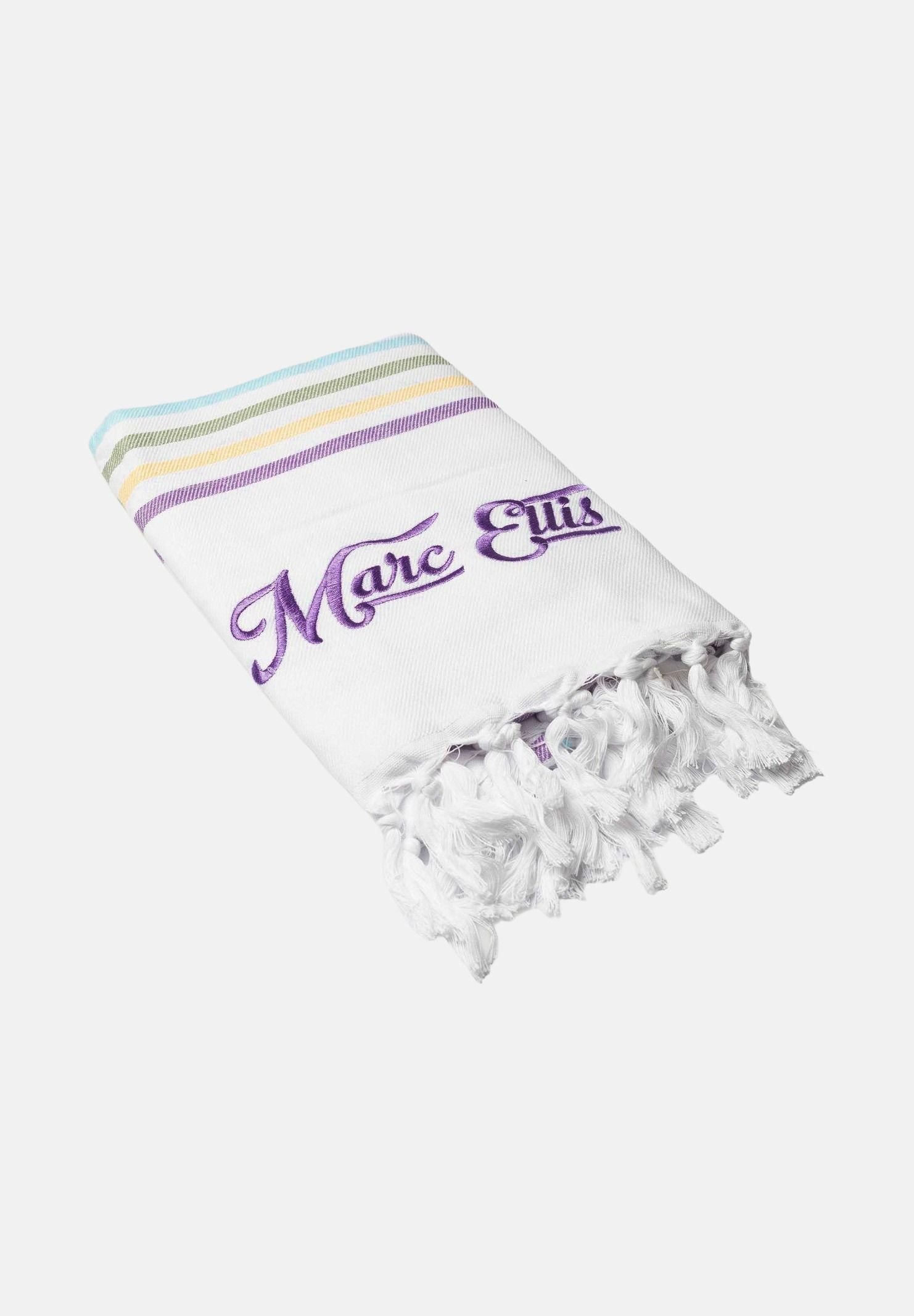 MARC ELLIS Telo mare bianco da donna con frange e logo BEACH-TOWEL 01 MARC ELLIS 