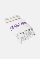 MARC ELLIS Telo mare bianco da donna con frange e logo BEACH-TOWEL 01 MARC ELLIS 