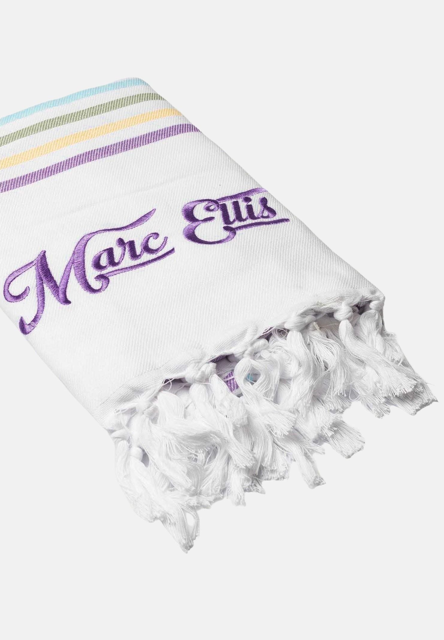 MARC ELLIS Telo mare bianco da donna con frange e logo BEACH-TOWEL 01 MARC ELLIS 