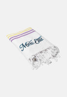 MARC ELLIS Telo mare bianco da donna con frange e logo BEACH-TOWEL 02 MARC ELLIS 