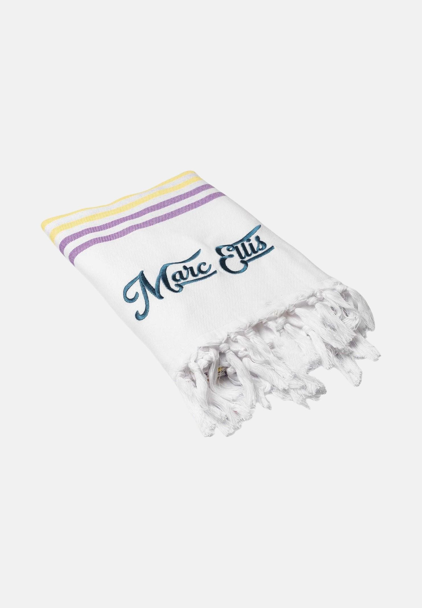 MARC ELLIS Telo mare bianco da donna con frange e logo BEACH-TOWEL 02 MARC ELLIS 