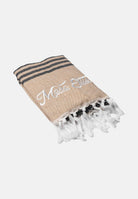 MARC ELLIS Telo mare beige da donna con frange e logo BEACH-TOWEL 03 MARC ELLIS 