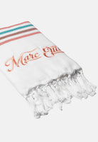 MARC ELLIS Telo mare bianco da donna con frange e logo BEACH-TOWEL 04 MARC ELLIS 