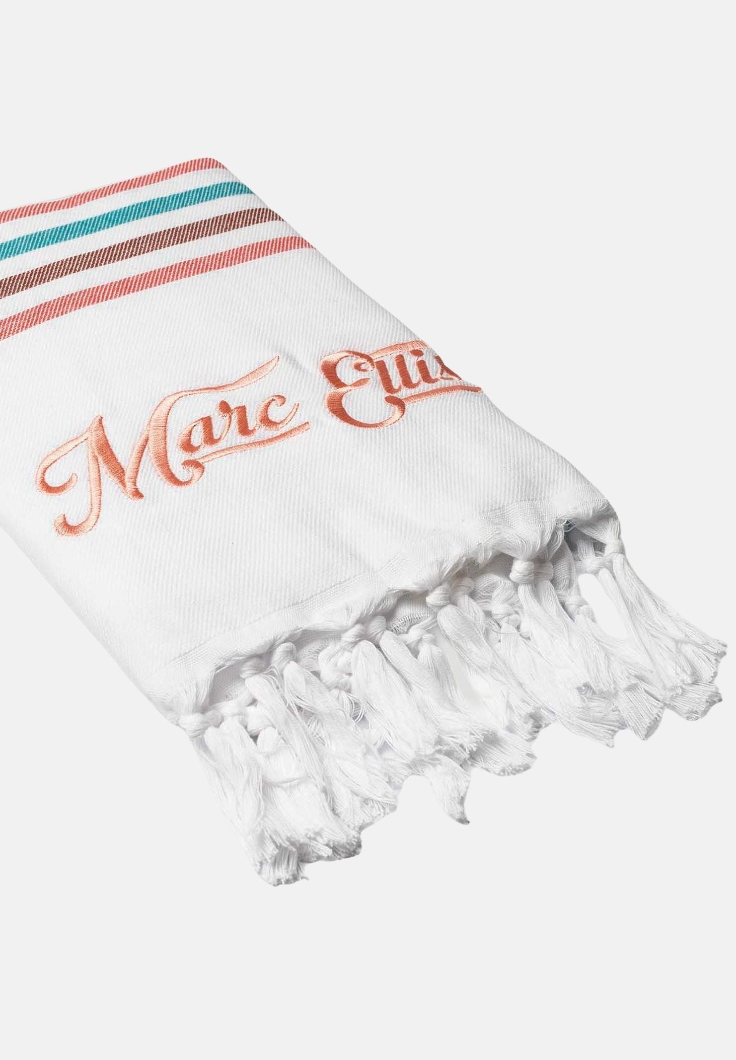 MARC ELLIS Telo mare bianco da donna con frange e logo BEACH-TOWEL 04 MARC ELLIS 