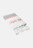 MARC ELLIS Telo mare bianco da donna con frange e logo BEACH-TOWEL 04 MARC ELLIS 