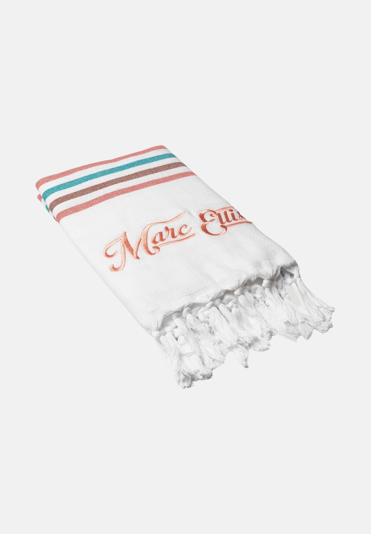 MARC ELLIS Telo mare bianco da donna con frange e logo BEACH-TOWEL 04 MARC ELLIS 