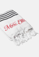 MARC ELLIS Telo mare bianco da donna con frange e logo BEACH-TOWEL 05 MARC ELLIS 